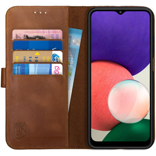Rosso Deluxe Δερμάτινη Θήκη Πορτοφόλι Samsung Galaxy A22 5G - Brown (8719246312847)