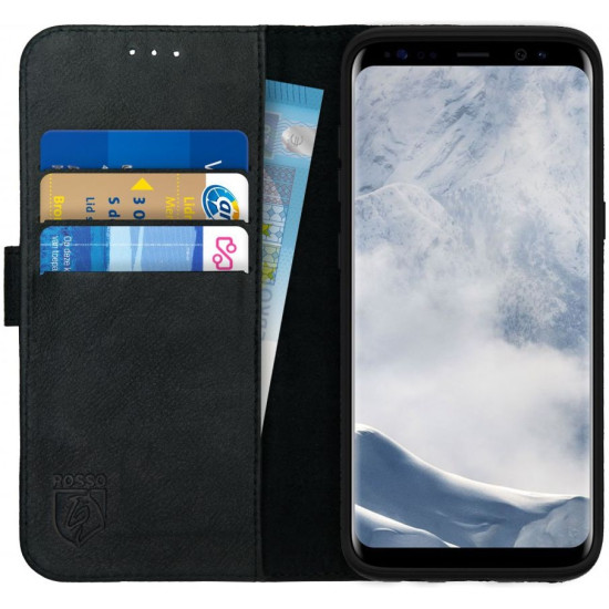 Rosso Deluxe Δερμάτινη Θήκη Πορτοφόλι Samsung Galaxy S8 - Black (8719246112683)