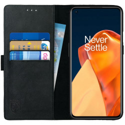 Rosso Deluxe Δερμάτινη Θήκη Πορτοφόλι OnePlus 9 - Black (8719246296345)