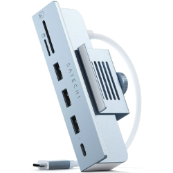Satechi Αντάπτορας Type-C Clamp Hub για iMac 24" 2021 - Με 3 x USB-A 3.0 / 1 x Type-C / 1 x SD & Micro SD - Blue (ST-UCICHB)