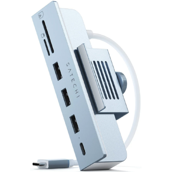 Satechi Αντάπτορας Type-C Clamp Hub για iMac 24" 2021 - Με 3 x USB-A 3.0 / 1 x Type-C / 1 x SD & Micro SD - Blue (ST-UCICHB)