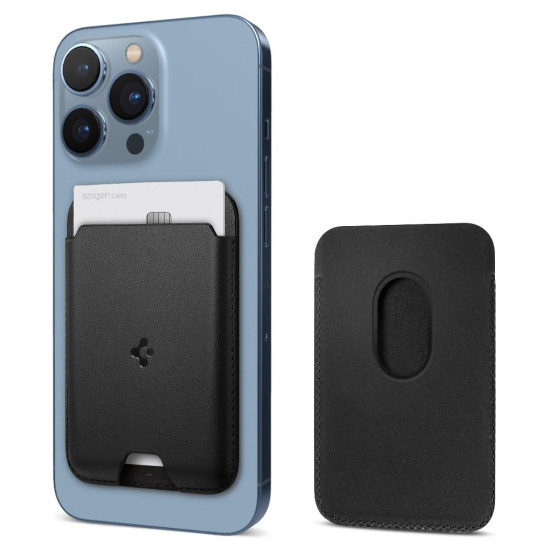 Spigen Valentinus Eco-Leather Card Holder - Universal MagSafe Πορτοφόλι / Θήκη για Κάρτες - Black (AMP02284)