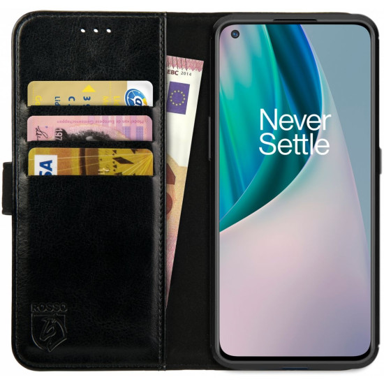 Rosso Element PU Θήκη Πορτοφόλι OnePlus Nord N10 5G - Black (8719246285530)