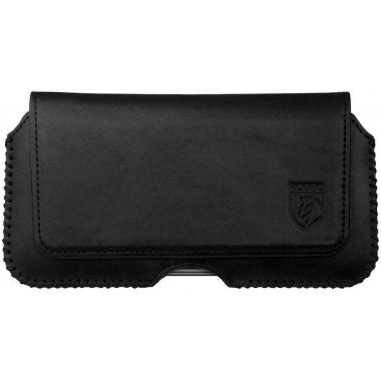 Rosso Deluxe Belt Case - Universal Δερμάτινη Θήκη Ζώνης για Smartphones / Κινητά - 16 x 8 cm - Black (8719246177545)