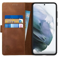 Rosso Deluxe Δερμάτινη Θήκη Πορτοφόλι Samsung Galaxy S21 5G - Brown (8719246285707)