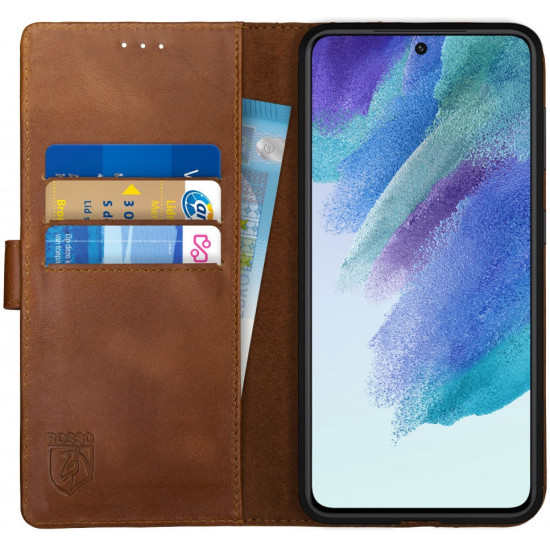 Rosso Deluxe Δερμάτινη Θήκη Πορτοφόλι Samsung Galaxy S21 FE 5G - Brown (8719246312830)