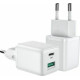 Joyroom Mini Dual Ports Fast Network Charger - Ταχυφορτιστής Ταξιδιού / Αντάπτορας Με 1 x USB-A / 1 x Type-C - QC3.0 / 30W - White (L-QP303)
