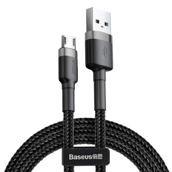 Baseus Cafule - Καλώδιο Φόρτισης και Μεταφοράς Δεδομένων USB σε MicroUSB - 200cm - 1.5A - Grey / Black (CAMKLF-CG1)