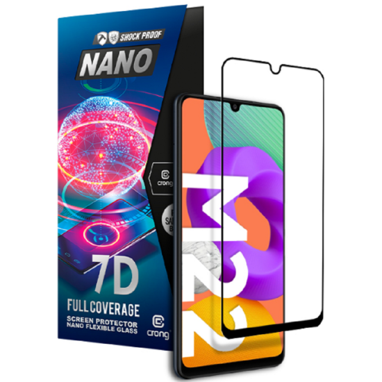 Crong 7D Nano Flexible Glass - Fullface Αντιχαρακτικό Υβριδικό Γυαλί Οθόνης Samsung Galaxy Μ22 - Black - 0.3mm (CRG-7DNANO-SGM22)