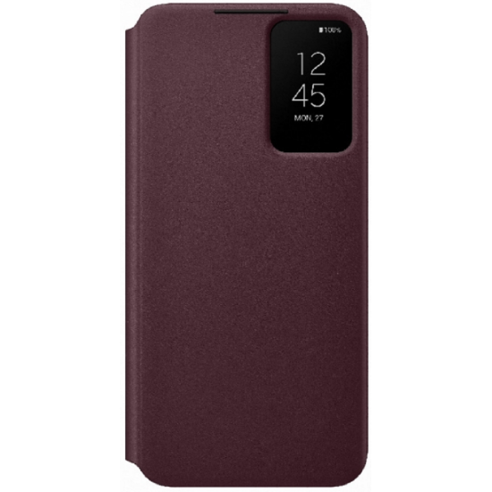 Official Samsung Smart Clear View Cover - Θήκη Flip με Ενεργό Πορτάκι Samsung Galaxy S22 Plus 5G - Burgundy (EF-ZS906CEEGEE)