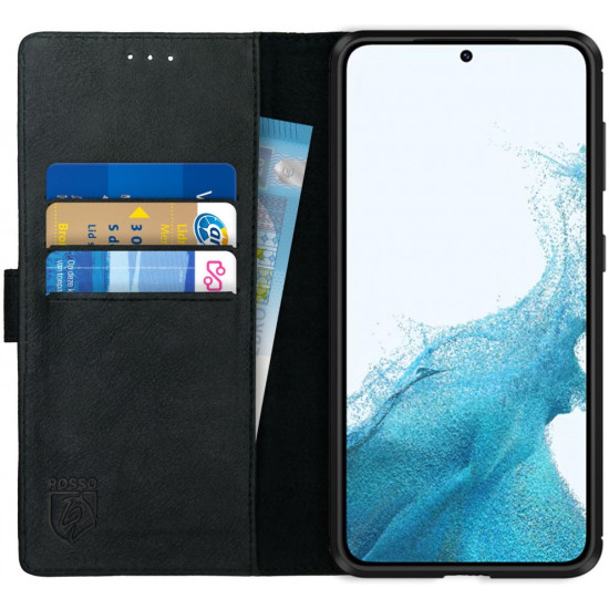 Rosso Deluxe Δερμάτινη Θήκη Πορτοφόλι Samsung Galaxy S22 5G - Black (8719246337284)
