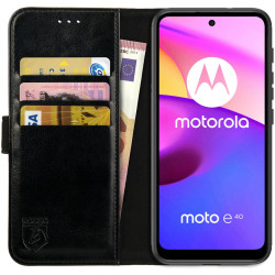 Rosso Element PU Θήκη Πορτοφόλι Motorola Moto E40 / E30 / E20 - Black (8719246342325)