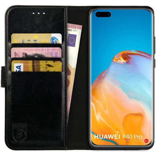 Rosso Element PU Θήκη Πορτοφόλι Huawei P40 Pro - Black (8719246238697)