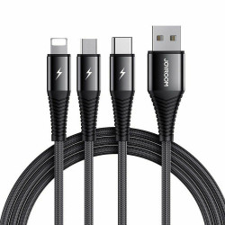 Joyroom 3 in 1 S-1230G4 - Καλώδιο Φόρτισης και Μεταφοράς Δεδομένων USB σε Type-C / Lightning / Micro-USB - 120cm - 3A - Black (6941237145925)
