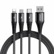 Joyroom 3 in 1 S-1230G4 - Καλώδιο Φόρτισης και Μεταφοράς Δεδομένων USB σε Type-C / Lightning / Micro-USB - 120cm - 3A - Black (6941237145925)