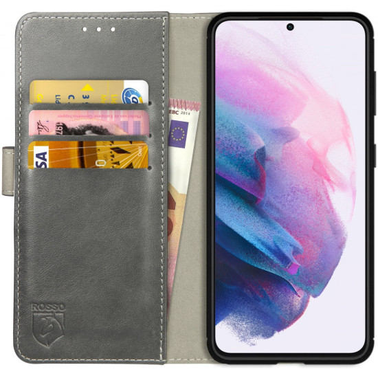Rosso Element PU Θήκη Πορτοφόλι Samsung Galaxy S21 Plus 5G - Grey (8719246286117)