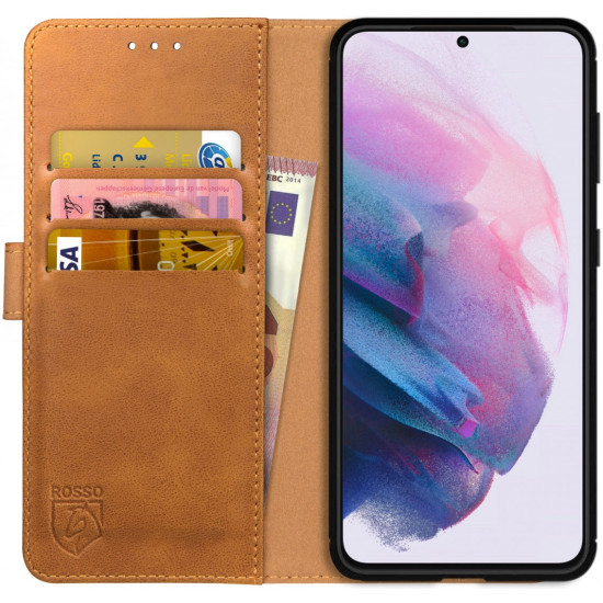 Rosso Element PU Θήκη Πορτοφόλι Samsung Galaxy S21 Plus 5G - Light Brown (8719246286087)
