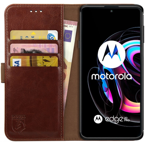 Rosso Element PU Θήκη Πορτοφόλι Motorola Edge 20 Pro - Brown (8719246331275)