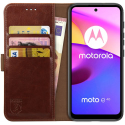 Rosso Element PU Θήκη Πορτοφόλι Motorola Moto E40 / E30 / E20 - Brown (8719246342332)