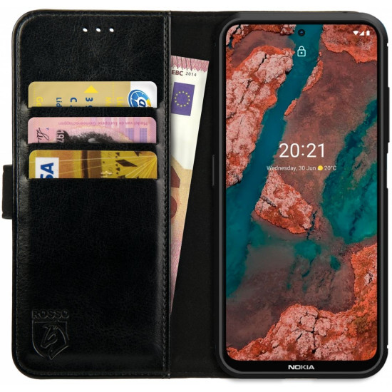 Rosso Element PU Θήκη Πορτοφόλι Nokia X20 / X10 - Black (8719246312625)