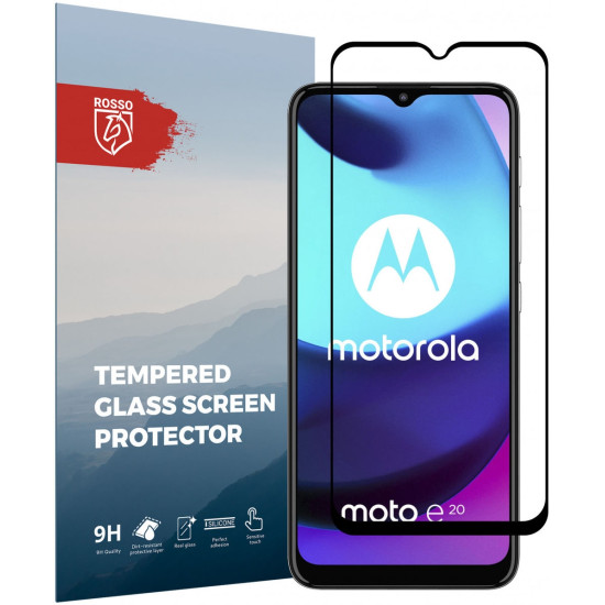Rosso Tempered Glass - FullFace Αντιχαρακτικό Προστατευτικό Γυαλί Οθόνης Motorola Moto E20 - Black (8719246342448)