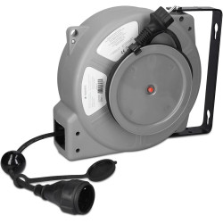 Navaris Wall Mountable Self Retracting Cable Reel - Επιτοίχια Μπαλαντέζα με Αυτόματη Επαναφορά με 1 x Υποδοχή Schuko - 13+2m - IP44 - Grey (47376.16)