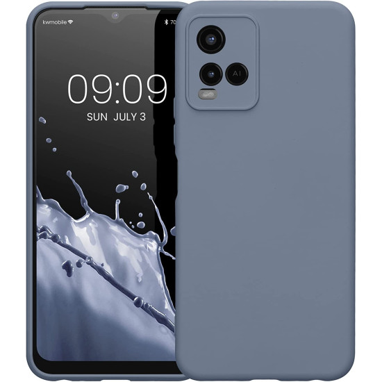 KWmobile Soft Slim Flexible Rubber Cover with Camera Protector - Θήκη Σιλικόνης Vivo Y21 με Πλαίσιο Κάμερας - Blue Grey (57577.12)