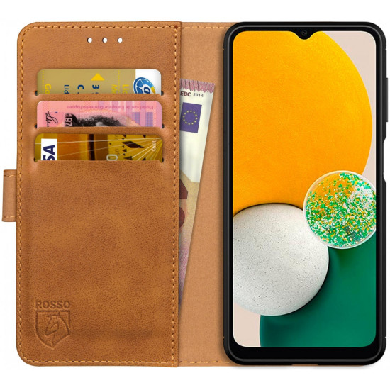 Rosso Element PU Θήκη Πορτοφόλι Samsung Galaxy A13 5G - Light Brown (8719246339738)