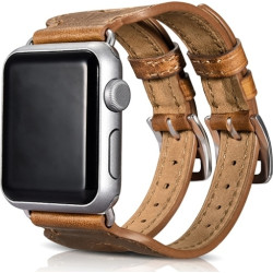 iCarer Double Buckle Cuff Watch Band - Δερμάτινο Λουράκι Apple Watch SE/11/10/9/8/7/6/5/4 (42/41/40mm) - Brown (RIW113)