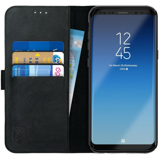 Rosso Deluxe Δερμάτινη Θήκη Πορτοφόλι Samsung Galaxy S8 Plus - Black (8719246112706)