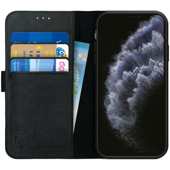 Rosso Deluxe Δερμάτινη Θήκη Πορτοφόλι Apple iPhone 11 Pro - Black (8719246206047)