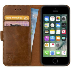 Rosso Deluxe Δερμάτινη Θήκη Πορτοφόλι Apple iPhone SE / 5S / 5 - Brown (8719246113307)