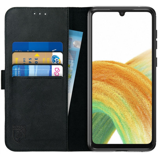 Rosso Deluxe Δερμάτινη Θήκη Πορτοφόλι Samsung Galaxy A33 5G - Black (8719246343544)