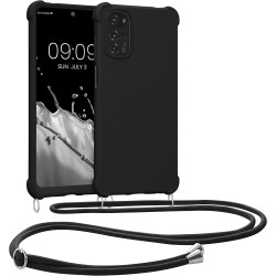 KWmobile Matte Θήκη Σιλικόνης με Λουράκι Λαιμού Motorola Moto G22 - Black (58210.01)