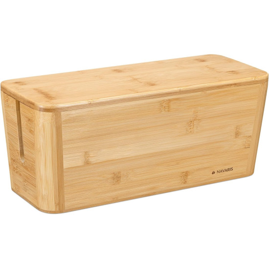 Navaris Bamboo Cable Box - Κουτί Οργάνωσης Καλωδίων από Μπαμπού με Καπάκι - 39.4 x 16 x 16cm - Brown (58225.24)