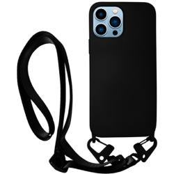Vivid Silicone Strap - Θήκη Σιλικόνης με Λουράκι Λαιμού - Apple iPhone 13 Pro - Black (VISISTRAP197BK)