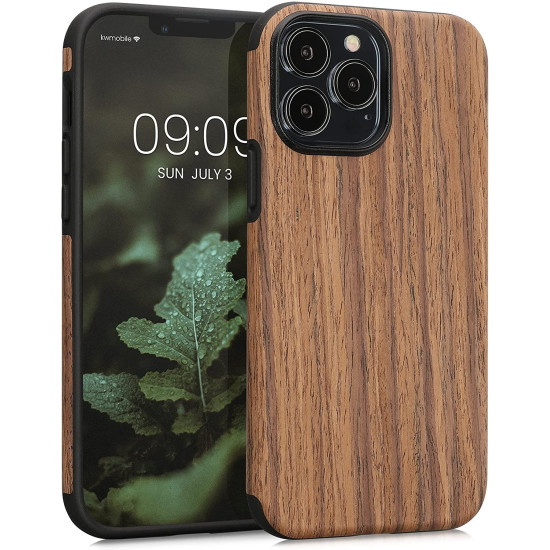 KWmobile Wood Optics - Θήκη Σιλικόνης Apple iPhone 13 Pro Max - Woodgrain Brown (58304.01)