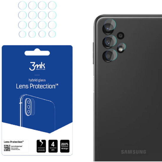 3MK Hybrid Glass Camera Protector - Αντιχαρακτικό Υβριδικό Προστατευτικό Γυαλί για Φακό Κάμερας Samsung Galaxy A13 4G - 4 Τεμάχια (5903108464994)