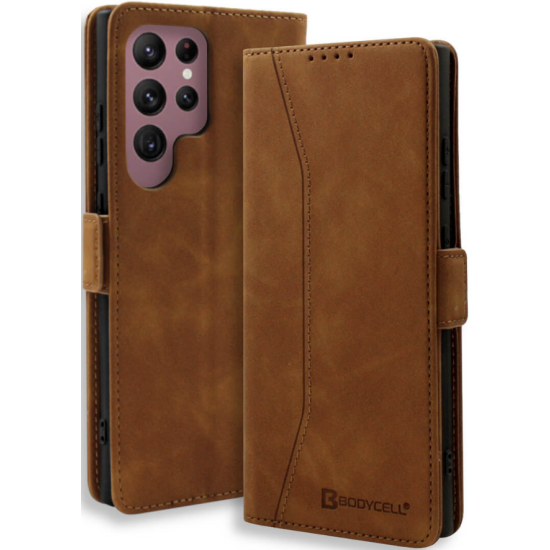 Bodycell Θήκη - Πορτοφόλι Samsung Galaxy S22 Ultra 5G - Brown (5206015058431)