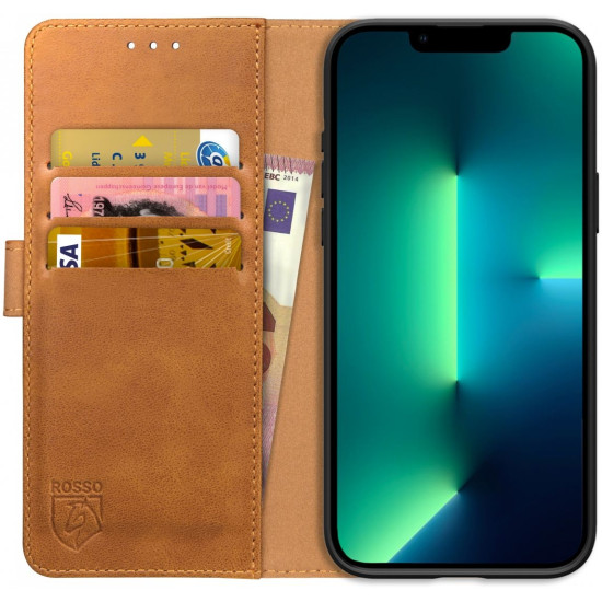Rosso Element PU Θήκη Πορτοφόλι Apple iPhone 13 Pro Max - Light Brown (8719246324796)