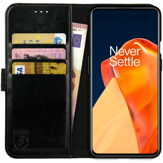 Rosso Element PU Θήκη Πορτοφόλι OnePlus 9 - Black (8719246296659)