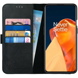 Rosso Deluxe Δερμάτινη Θήκη Πορτοφόλι OnePlus 9 Pro - Black (8719246296369)