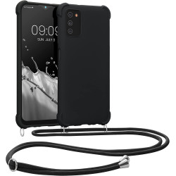 KWmobile Matte Θήκη Σιλικόνης με Λουράκι Λαιμού Samsung Galaxy A03s - Black (58562.01)