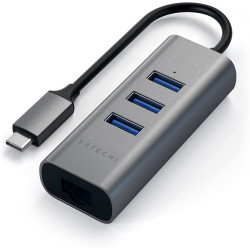Satechi Type-C 2 in 1 USB Hub & Ethernet - Αντάπτορας Αλουμινίου Με 3 x USB-Α / 1 x Ethernet - Space Gray (ST-TC2N1USB31AM)