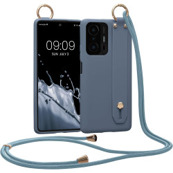 KWmobile Θήκη Σιλικόνης με Λουράκι Λαιμού και Finger Holder - Xiaomi 11T / 11T Pro - Dark Slate (56480.202)