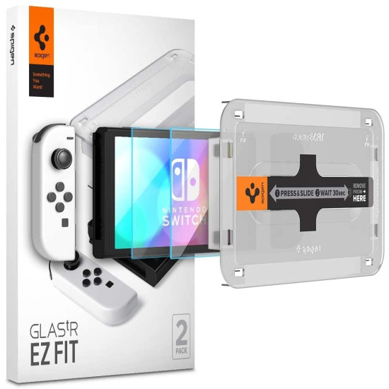 Spigen Tempered Glass GLAS.tR EZ Fit - Αντιχαρακτικό Γυαλί Οθόνης Nintendo Switch Oled - 2 Τεμάχια (AGL03829)
