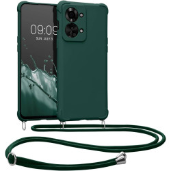 KWmobile Matte Θήκη Σιλικόνης με Λουράκι Λαιμού OnePlus Nord 2T - Dark Green (58770.80)