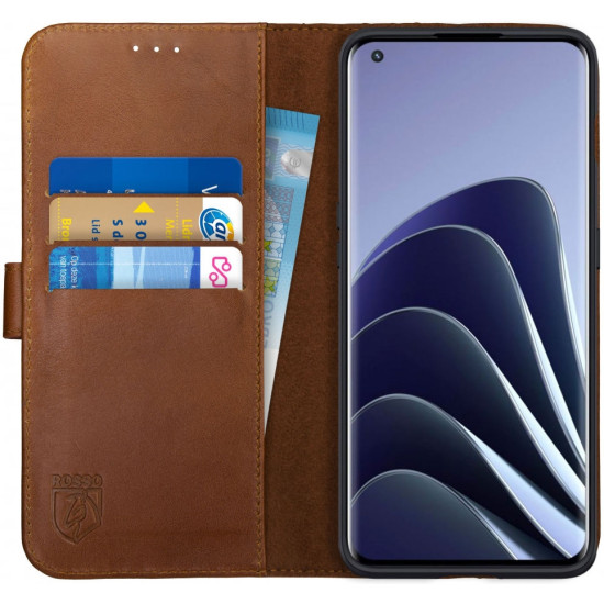 Rosso Deluxe Δερμάτινη Θήκη Πορτοφόλι OnePlus 10 Pro - Brown (8719246343636)