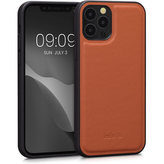 Kalibri Σκληρή Δερμάτινη Θήκη με TPU Bumper - Apple iPhone 12 / 12 Pro - Orange (58807.29)
