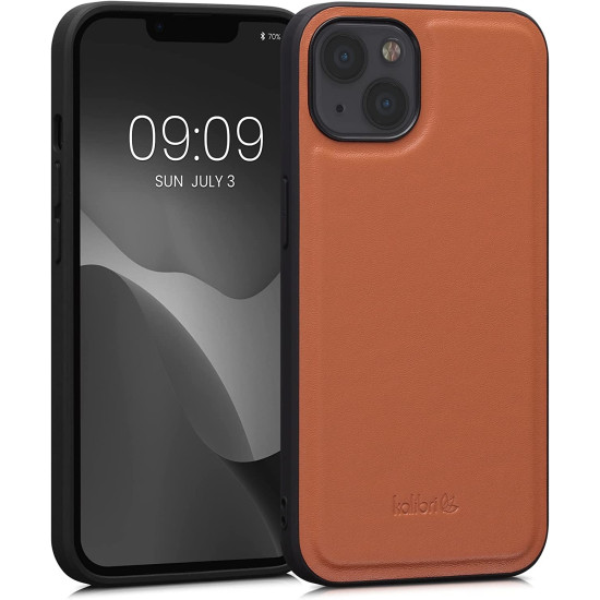 Kalibri Σκληρή Δερμάτινη Θήκη με TPU Bumper - Apple iPhone 13 - Orange (58808.29)